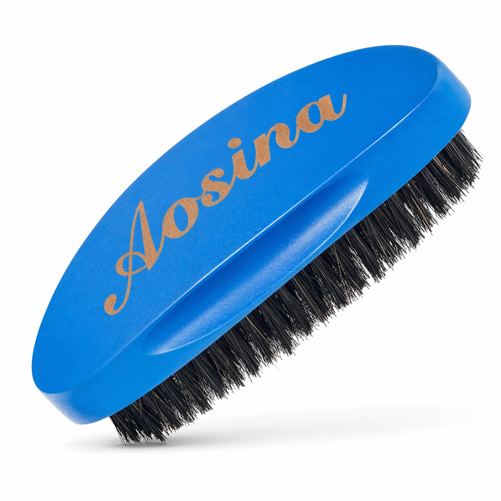 AOSINA Medium Hard Wave Brush with a curved palm handle for coarse and dense hair
